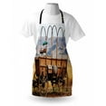thumbnail image 3 of Western Apron Photo of Old Nostalgic Wild West American Cart Carriage in the Farm Texas Style, Unisex Kitchen Bib Apron with Adjustable Neck for Cooking Baking Gardening, Brown Yellow, by Ambesonne, 3 of 3