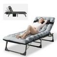 thumbnail image 6 of NAIZEA Folding Camping Cot Bed, Adjustable 4-Position Adults Reclining Folding Chaise with Pillow, Outdoor Portable Folding Lounge Chair Sleeping Cots, 6 of 6