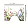thumbnail image 4 of 1pc Floral Pattern Waterproof Shower Curtain With 12 Hooks, Non-Slip Bathroom Rug, Toilet U-Shape Mat, Toilet Lid Cover Pad, Bathroom Decor, 4 of 4