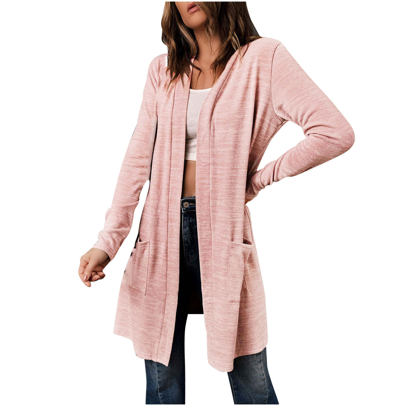 FAIWAD Women's Casual Cardigan Open Front Long Sleeve Lightweight Work