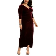 Alex Evenings Women's Plus Size Velvet Surplice Gown Red Size 24W