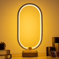 thumbnail image 1 of Lámpara de escritorio moderna Lámpara de mesa de madera LED, luz nocturna junto a la cama del dormitorio, iluminación LED regulable, decoración creativa del hogar, regalo único para calentar, 1 of 5
