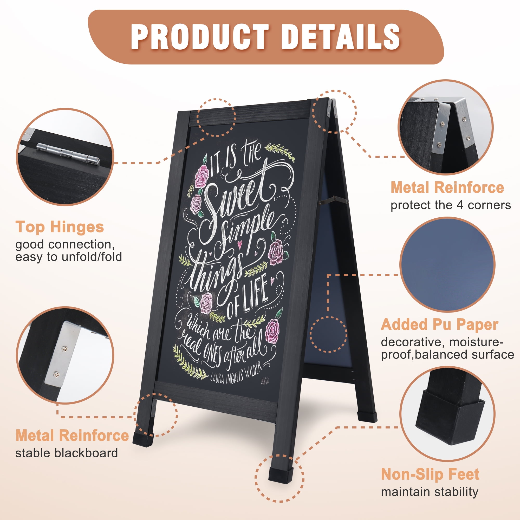 メル97056　クラシック フロアスタンド 黒 シェード Magnetic A-Frame Chalkboard - 40