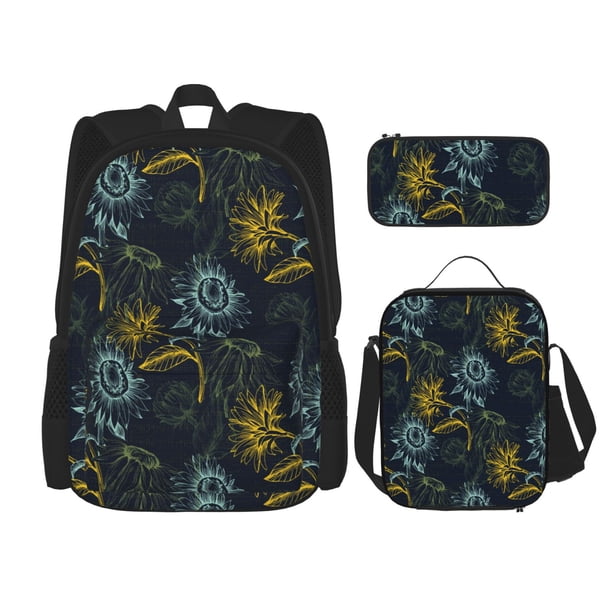 Fotbe Sunflowers Set Escolar 3 en 1 para Niños - Mochila Duradera con Lonchera Aislante y Estuche para Lápices - Mochila Escolar para Niños y Niñas