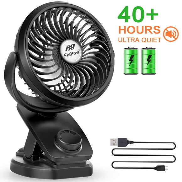 Battery Operated Clip on Stroller Fan - Mini Portable Desk Fan with Rechargeable 4400mA Battery Powered Fan for Baby Stroller, Outdoor Activities (Max 40Hours)