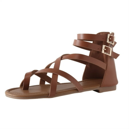 

Daznico Sandals Women Lady Sandals Bohemian Style Toe Folk Style Retro Summer Shoes No Heel Student Casual Roman Shoes Orthopedic Sandals for Women(Color:Brown Size:US 6.5)