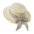 thumbnail image 4 of SGMVNU Sun Hats for Women, Fashion Back Bowknot Wide Brim Retro Flat Top Panama Boater Straw Hats Vacation Beach Hat Packable, One Size, White, 4 of 6