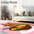 thumbnail image 2 of ODIKA 5'x7' Machine Washable Non-Slip Area Rug, Adorable Capybara Enjoying Ramen Noodle Bowl Decorative Accent High Traffic Rug with Pad, Pink, 723133, 2 of 8