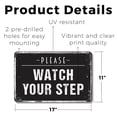thumbnail image 2 of Please Watch Your Step 11 Inch x 17 Inch Novelty Plastic Sign Eyes Down Toes Safe Durable Weatherproof UV Protected Perfect for Entryways Shops Offices Fun Gift for Homeowners Managers, 2 of 6