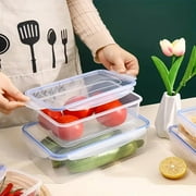 Yika Tupperware Kitchen Refrigerator Rectangular Food Container Microwave Heat Plastic Lunch Box Food Lunch Box Fruit Storage Sealed Box B