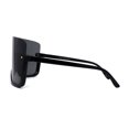 thumbnail image 3 of Upside Down Half Rim XL Shield Curved Warp Retro Sunglasses All Black, 3 of 4