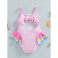 thumbnail image 4 of Bagilaanoe Toddler Baby Girl One-Piece Swimsuit Cartoon Print Sleeveless Swimwear 18M 24M 3T 4T 5T 6T Kids Ruffle Bathing Suit, 4 of 9