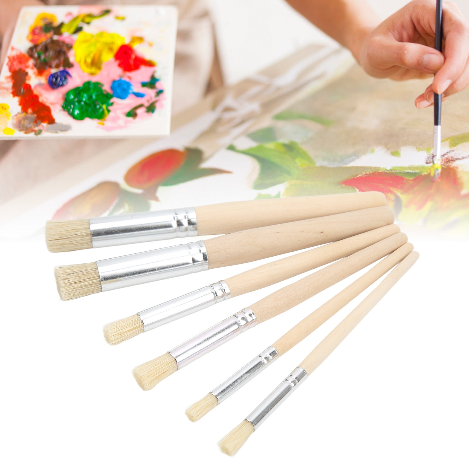 EOTVIA Stencil Brush,Stencil Paint Brushes,6PCS Wooden Stencil Brushes