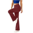 thumbnail image 6 of Mifsaly Yoga Pants for Women High Waisted Flare Leggings Soft Stretchy Workout Activewear with Pockets Wine,M, 6 of 8