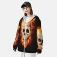 thumbnail image 5 of Goofa Satanic Skull Printed Women's UPF 50+ Sun Protection Hoodie Jacket Lightweight Long Sleeve Sun Shirt for Women with Pocket Hiking Outdoor-XX-Large, 5 of 9
