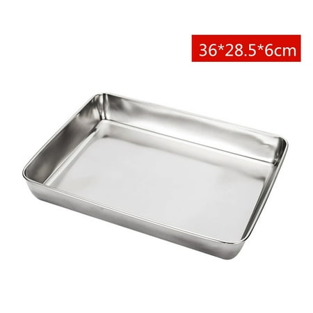

Stainless Steel Rectangular Baware Nonstick Pans Fruit Bread Food Storage Trays Plate Kitchen Deep Steamed Dish Baking Tools