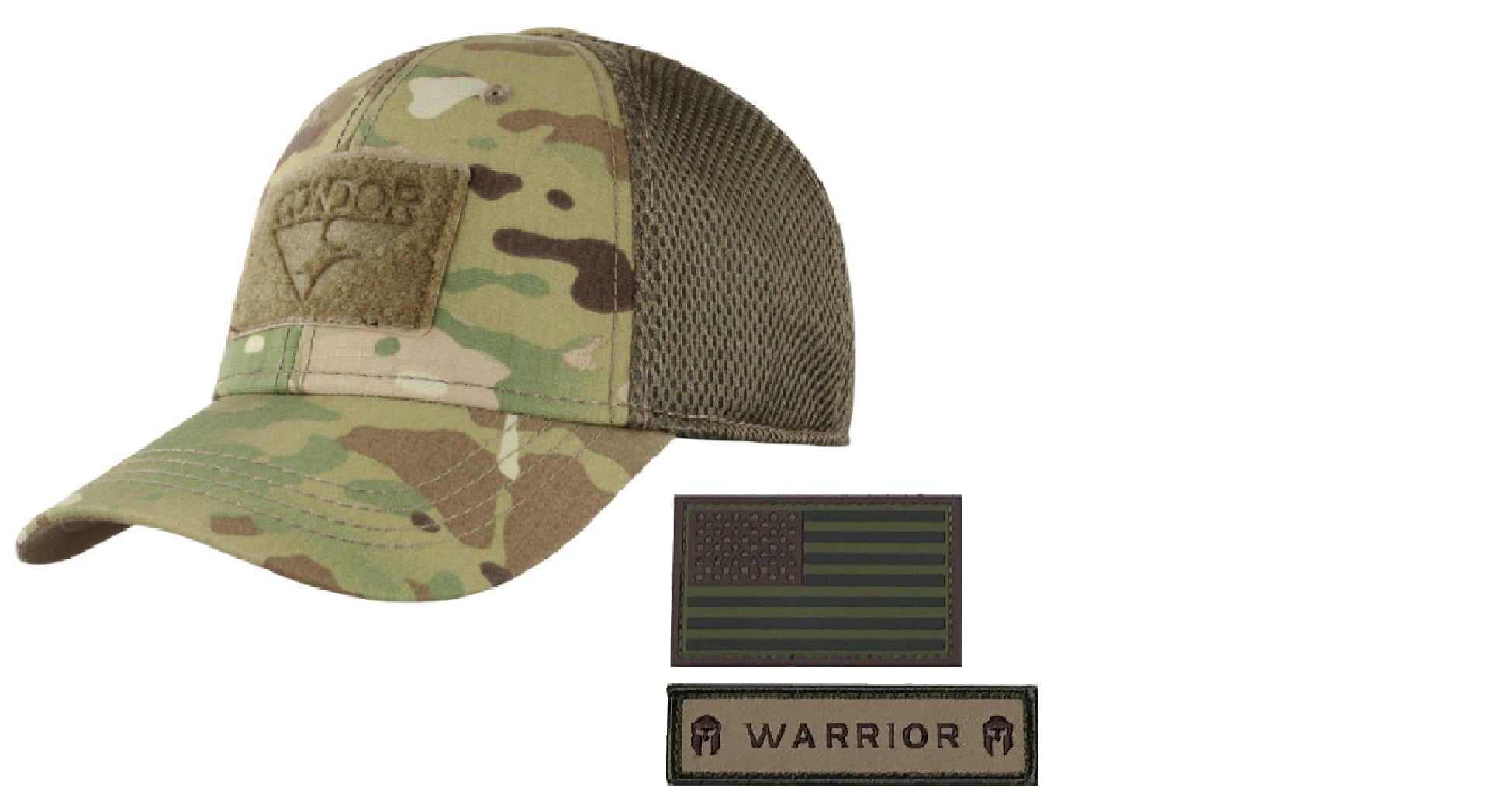 Condor Flex Tactical Cap with USA Flag Hook and Loop Patch Large/Extra Large, Graphite Foliage/Black 