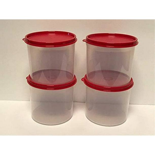 stad Acquiesce wandelen Tupperware 4pc Stacking Mini 20 oz Canister Set Clear with Red Seals -  Walmart.com