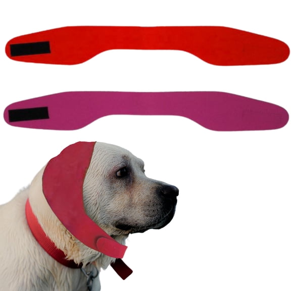 2pcs Waterproof Dog Ear Covers for Swimming & Bathing, Adjustable Dog Shower Cap for Ear Protection, Puppy Bath Hat Set (Red & Pink, L)