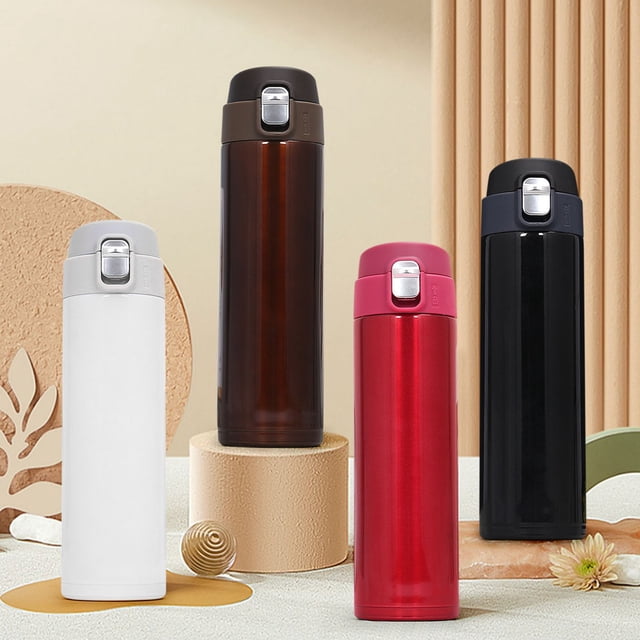 mfyjkho Taza de viaje de acero inoxidable, 500 ml, tapa abatible, mantiene el calor durante 6 horas, ideal para el viaje a la oficina, 1 unidad