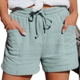 thumbnail image 1 of Pantalones cortos de lino Augper para mujer, informales, cómodos, de verano, con cintura elástica y cordón ajustable, ligeros, tipo bermuda, con bolsillos., 1 of 5
