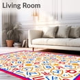 thumbnail image 2 of ODIKA 8'x10' Machine Washable Non-Slip Area Rug, Alphabet Parade Interlocking Letters With Playful Number Motifs High Traffic Rug with Pad, Red, 687987, 2 of 8
