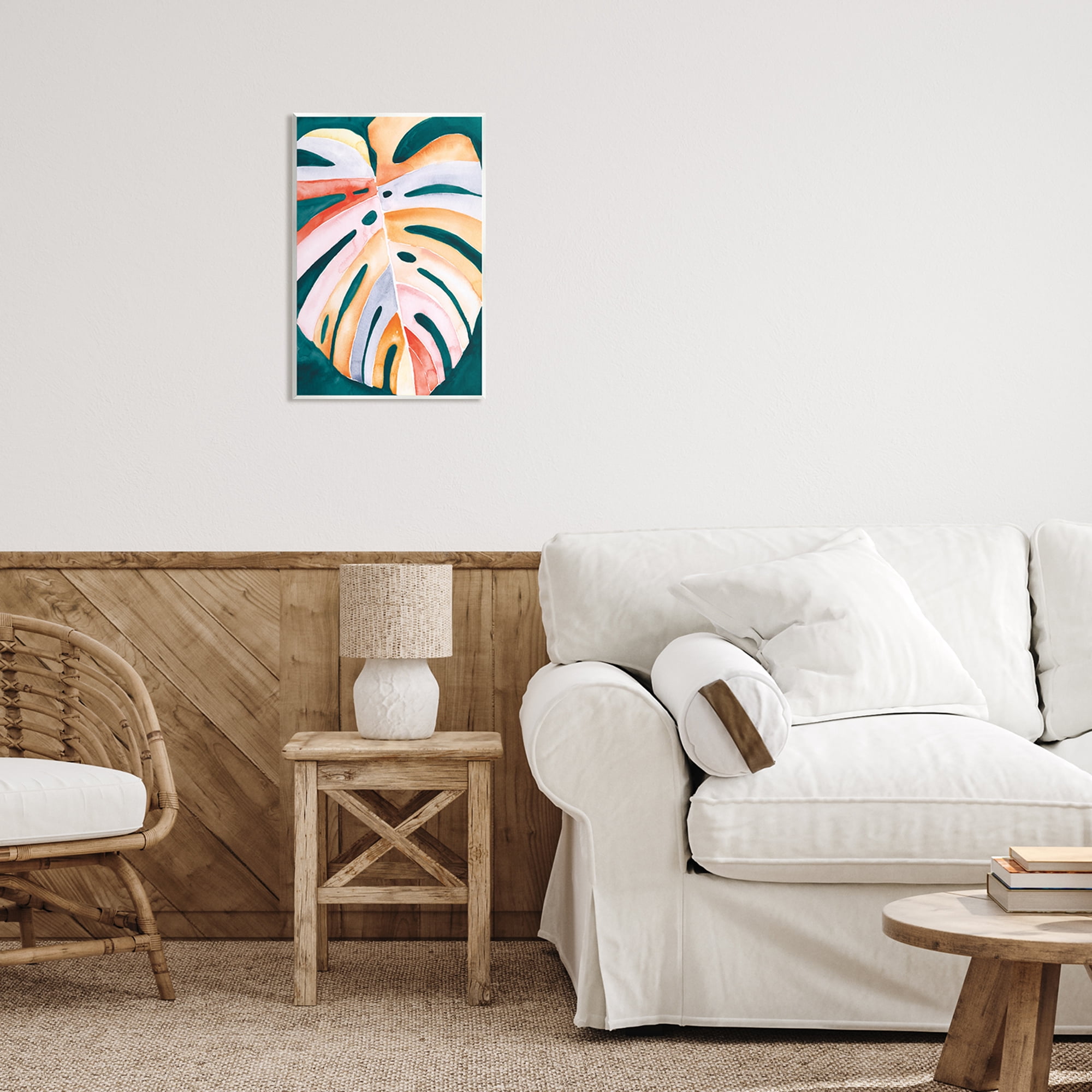 Stupell Industries Tropical Monstera Leaf Botanical & Floral Painting Unframed Art Print Wall Art, 13 x 19