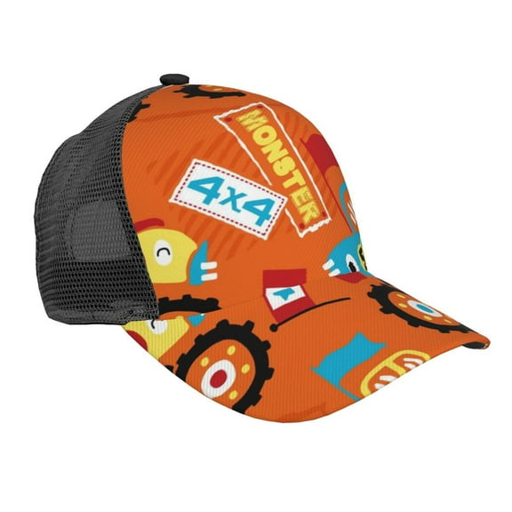 Picia Monster Truck Pattern Trucker Hat,Baseball Cap,Sun Protection Cap,Stylish Headwear,Leisure Cap,Outdoor Sports Cap