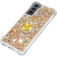 thumbnail image 4 of case for Samsung Galaxy S21 5G 6.2",Creativity Clear Quicksand Glitter Flowing Liquid Floating Soft TPU Case w/Stand Bling Diamond Sparkle Phone Cover for Samsung Galaxy S21 5G  Colorful Gold, 4 of 14