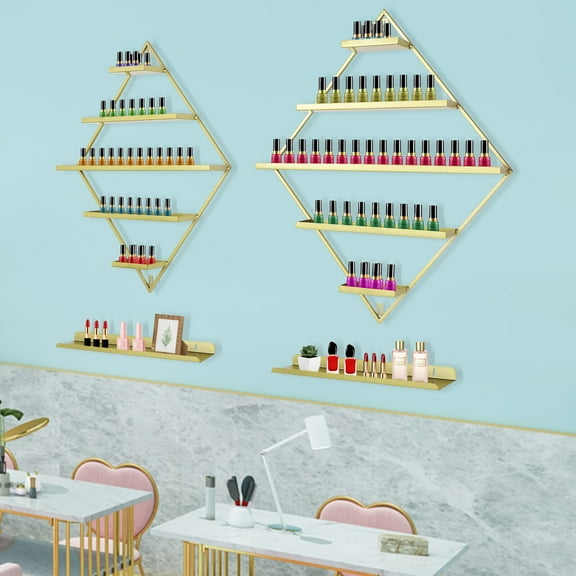 DENEST Rhombus Nail Polish Racks, Wall-mounted Nail Polish Racks, 5-tier Display Racks