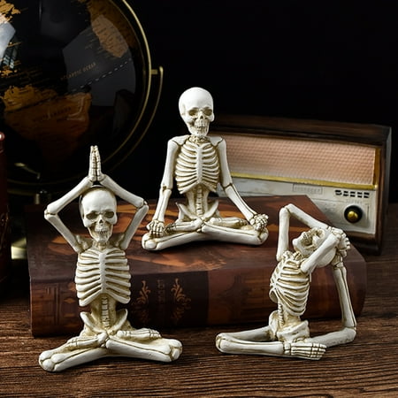 Halloween Yoga Skeleton Funny Gifts Anti-fade Collectible Horror Festival  Prop Resin Crafts Ghost Festival Desktop Skeleton Figurine for Indoor