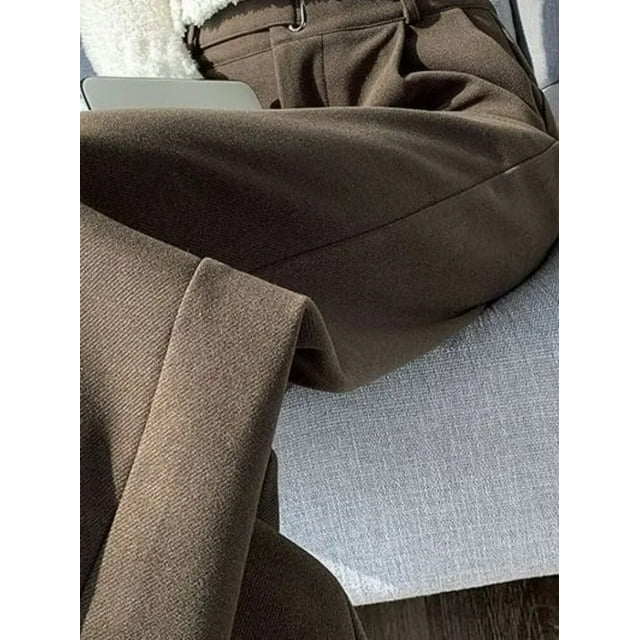 Elegant Comfort: Women's Loose Straight High-Waisted Wool Pants for Autumn/Winter