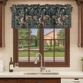 thumbnail image 6 of 2 Pack Valances for Window, Black Flowers Short Curtains for Kitchen Bedroom Living Room, Spring Floral Elegant Pastoral Vintage Rod Pocket Small Window Treatment Valance Drapes 42 x 18 Inch, 6 of 8