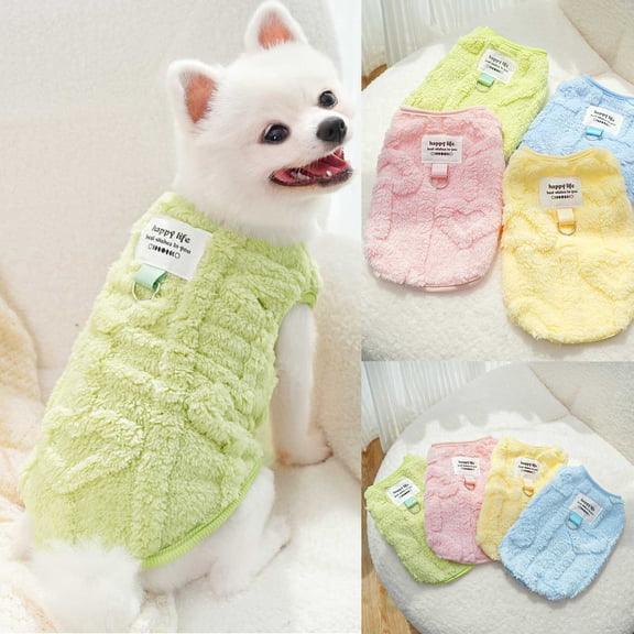 Dog Sweatshirt for 2-22 Lbs Soft Plush Pullover Sweater with Harness Ring and Windproof Fleece Vest for Small to Medium Dogs,Pink Size S