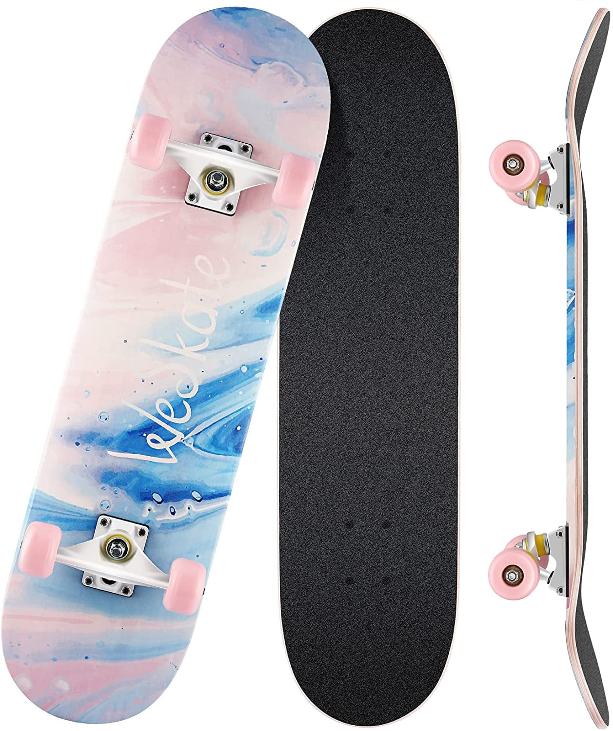 31 x 8Standard Skateboard for Kids 8 Layer Maple Pro Cruiser Complete Skateboards for Beginners Wood Double Kick Concave Skate Board for Girls Boys Teens Adults with All-in-One Skate T-Tool