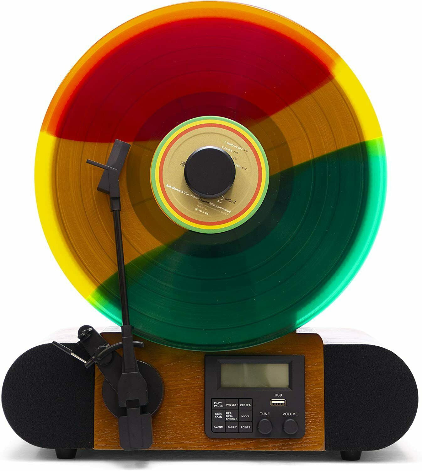 Fuse Vert Vertical Vinyl Record Player, Bluetooth, FM Radio, LCD Alarm