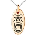 thumbnail image 4 of Tioneer Stainless Steel Formidable Kong Gorilla Engraved Small Oval Charm Pendant Necklace, 4 of 4