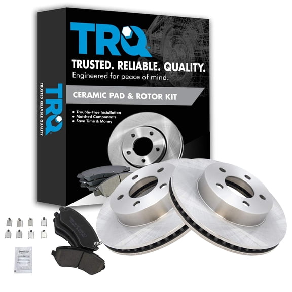 TRQ Front Brake Pad & Rotor Kit Brake Pads Brake Rotor Ceramic Fits Select 2002-2007 Jeep Liberty