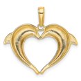 thumbnail image 2 of Auriga Fine Jewelry 14K Yellow Gold with Rhodium Double Dolphin Heart Pendant (L- 23.4 mm, W-25.24 mm) for Women, 2 of 6