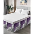 thumbnail image 4 of Purple Grey Ombre Bed Skirt King Size, Modern Geometric Abstract Aesthetics Cream Wrap Around Bed Skirting with Adjustable Elastic Strap, Dust Ruffled Pleated Bedskirts 18 Inch Drop for Bedroom Beds, 4 of 9