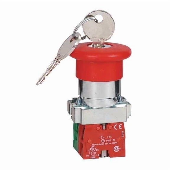 Dayton Emergency Stop Push Button, 22 mm, 1NO/1NC, Red 30G258