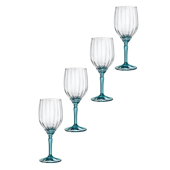 Bormioli Rocco Florian 12.8 oz. White Wine and Spritz Glasses, Lucent Blue, Set of 4