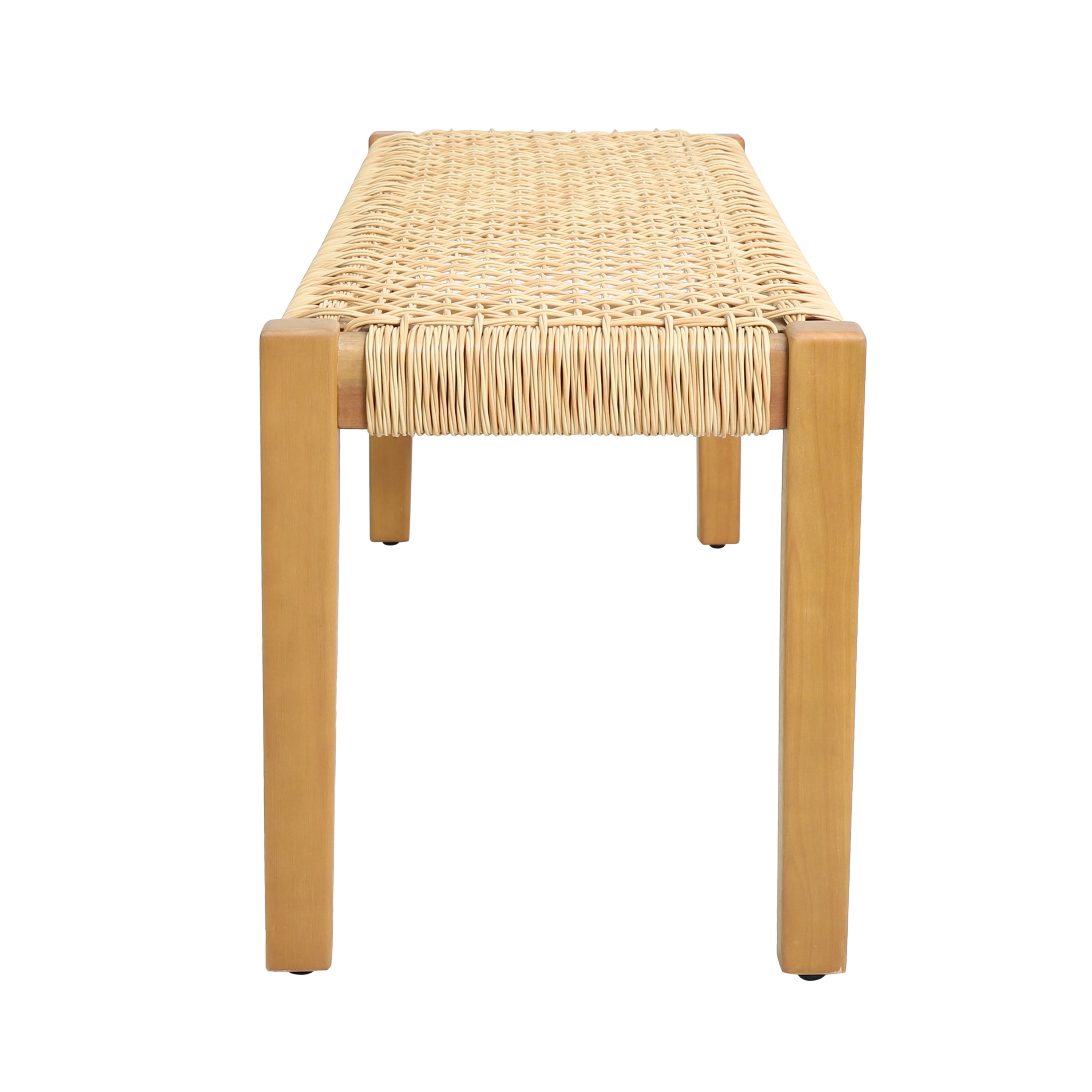 Outdoor Backless Garden Bench, Acacia Wood Public Rest Seat for Patio Garden, Teak Brown