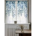 thumbnail image 4 of Eucalyptus Blue Tier Curtains 45 Inch Length,Sheer Curtains for Bedroom Living Room Window, Farmhouse Leaves Summer Spring Rod Pocket Voile Drapes Kitchen Curtains for Small Window 27.5"x45" 2 Panels, 4 of 7
