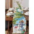 thumbnail image 2 of Coastal Snowman Christmas Table Runner Xmas Tree Flamingo Beach Tablerunners 14 x 72 Inch, Table Decorations Tabletop Scarf for Summer Gathering Holiday Farmhouse Kitchen Dining Decor, 2 of 6