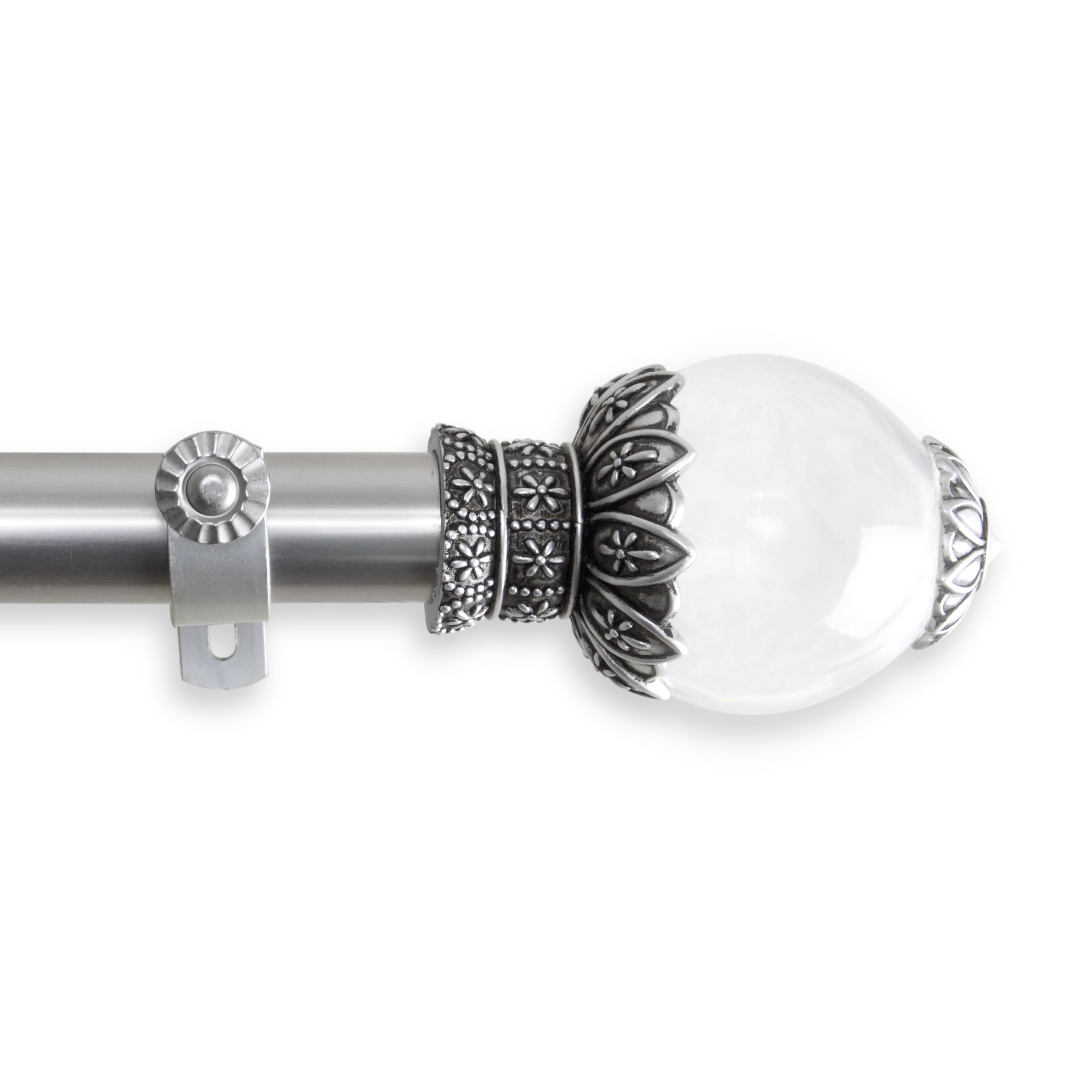 Central Design Products Steel Adjustable Bathroom Single Curtain Rod, Silver, 2.25" X 2.5"