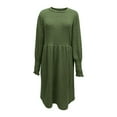 thumbnail image 4 of aohooy Sweater Dresses Women - Ribbed Knit Empire Waist Tunic Dresses Crewneck Long Sleeve Dress with Pockets Green,L, 4 of 7