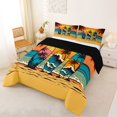 thumbnail image 2 of Castle Fairy Retro Sunset Surfboard Queen Comforter Set 3 Pieces,Palm Wave Beach Graphic Comforter Sets Queen,Orange Teal,Black Reversible,1 Comforter and 2 Pillowcases, 2 of 6