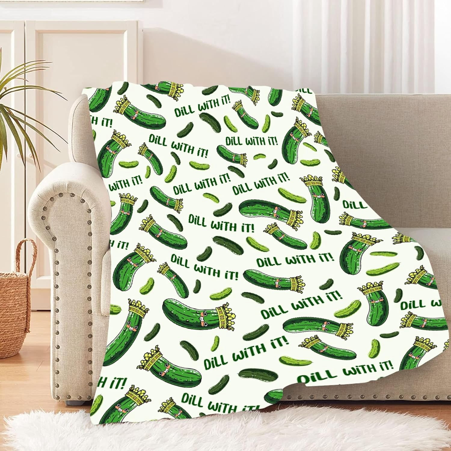 Dill Pickle Blanket Funny Gift for Girl Women - Pickles Gift for Pickles Lover - Fleece Throws Food Lightweight Sheet Super Soft Toddler Kid Flannel Blankets for for Bed/Sofa -30"x40" Inches