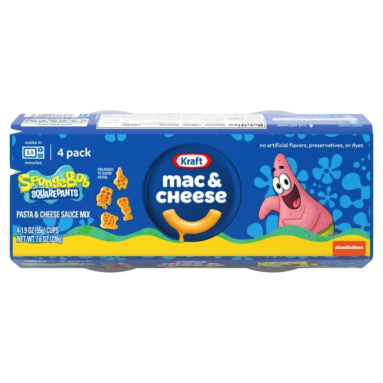 6 pack) Kraft SpongeBob SquarePants Mac and Cheese, 4 Cups, for